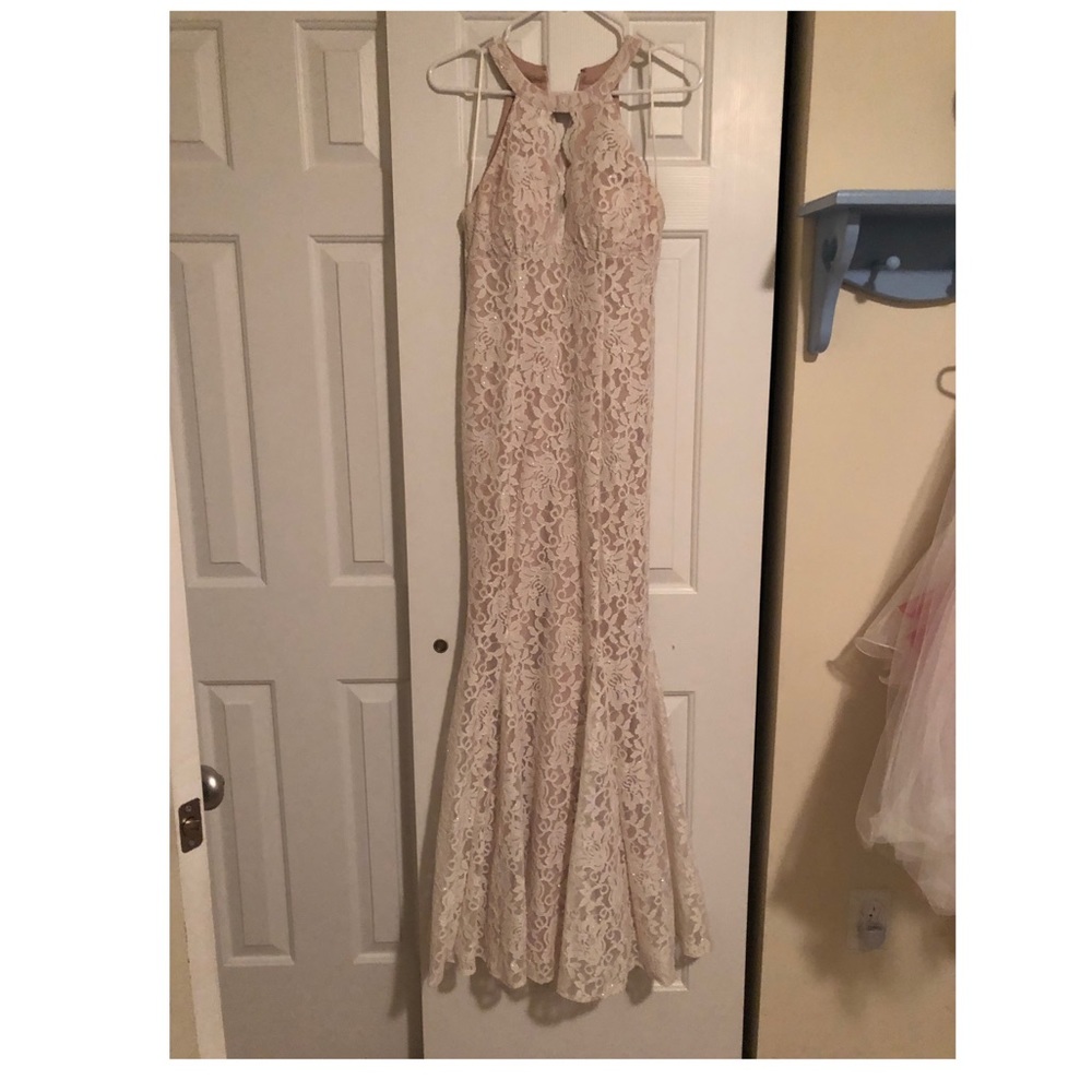 ivory lace dress with nude lining